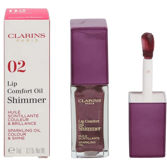 💜 Clarins Lip Comfort Oil Shimmer # 02 Purple Rain 7ml/0.2oz - New in Box - Picture 4 of 5
